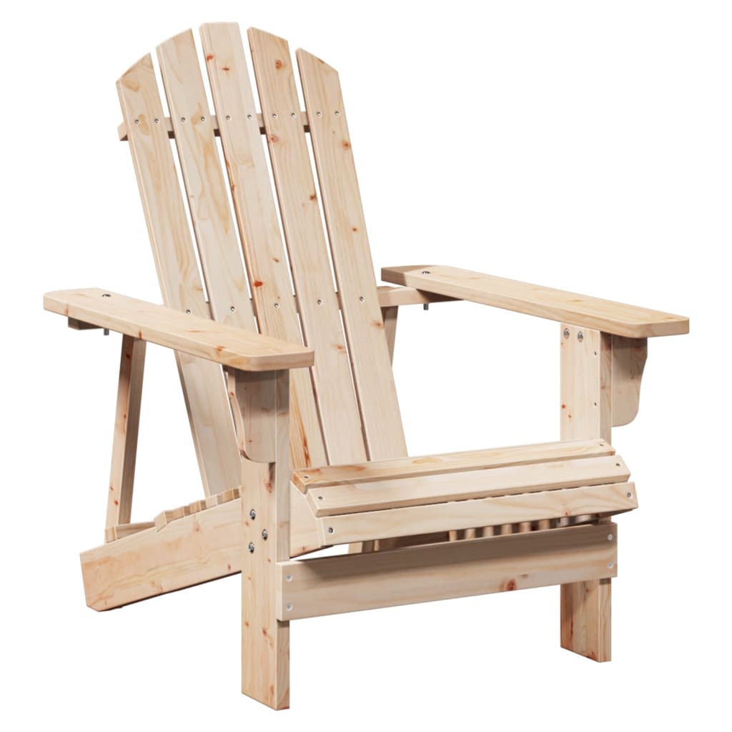 Natural Wood Adirondack Chair & Ottoman Set - Solid Fir Wood