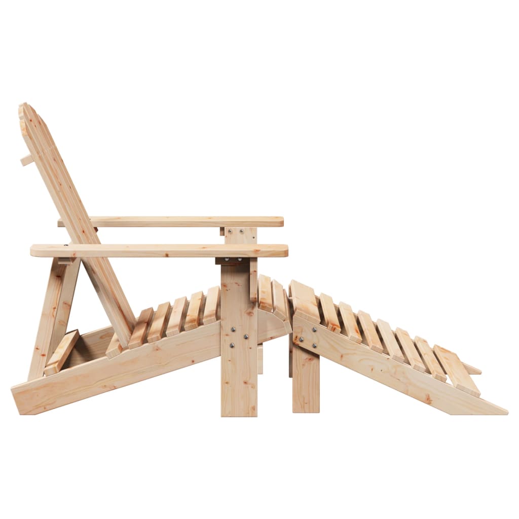 Natural Wood Adirondack Chair & Ottoman Set - Solid Fir Wood