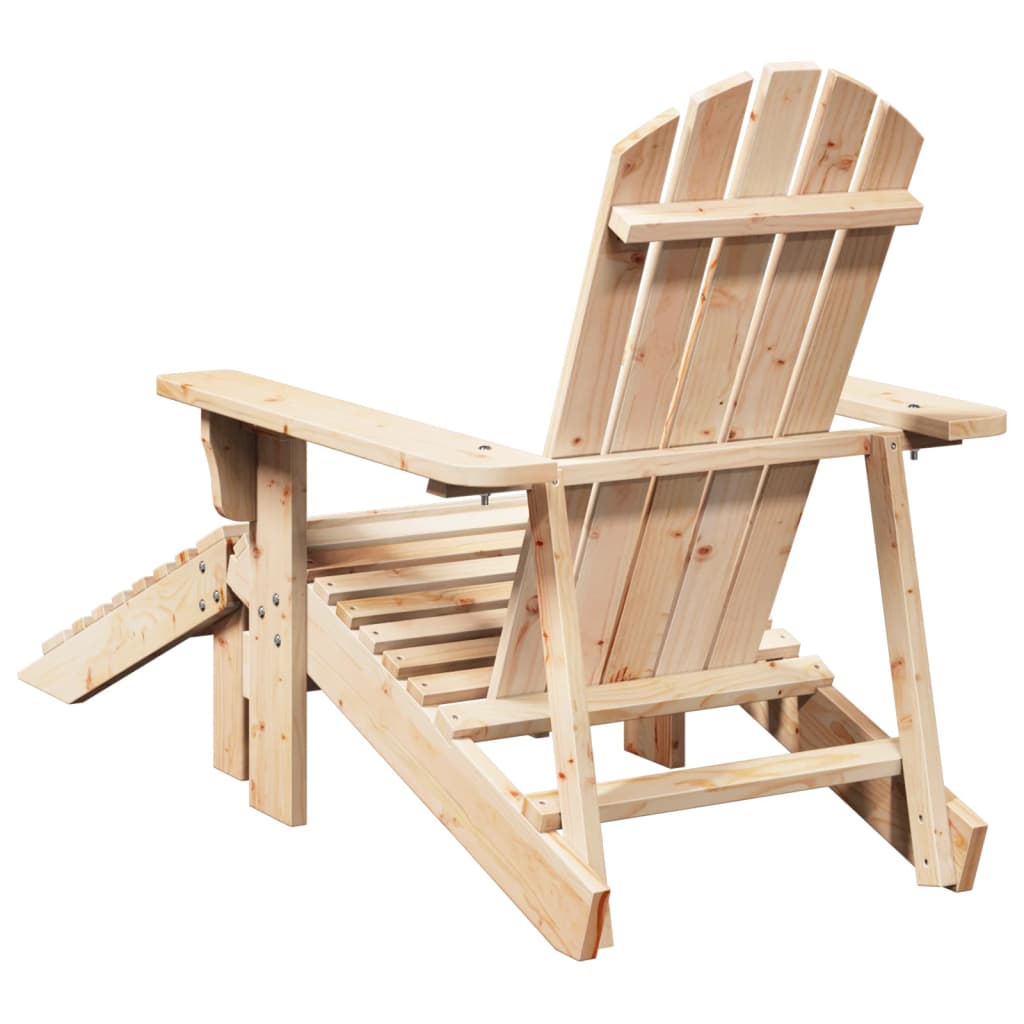 Natural Wood Adirondack Chair & Ottoman Set - Solid Fir Wood