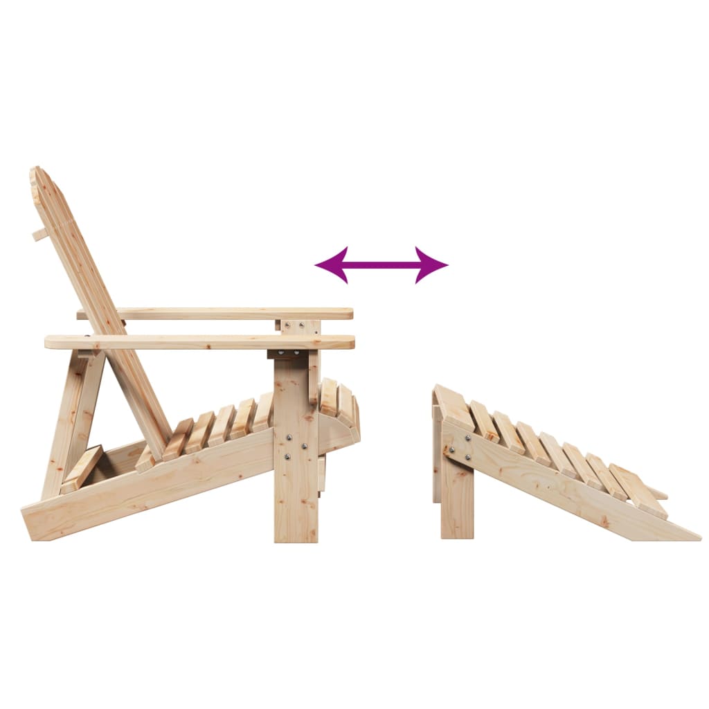 Natural Wood Adirondack Chair & Ottoman Set - Solid Fir Wood