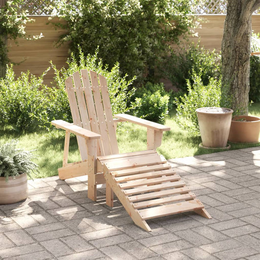 Natural Wood Adirondack Chair & Ottoman Set - Solid Fir Wood