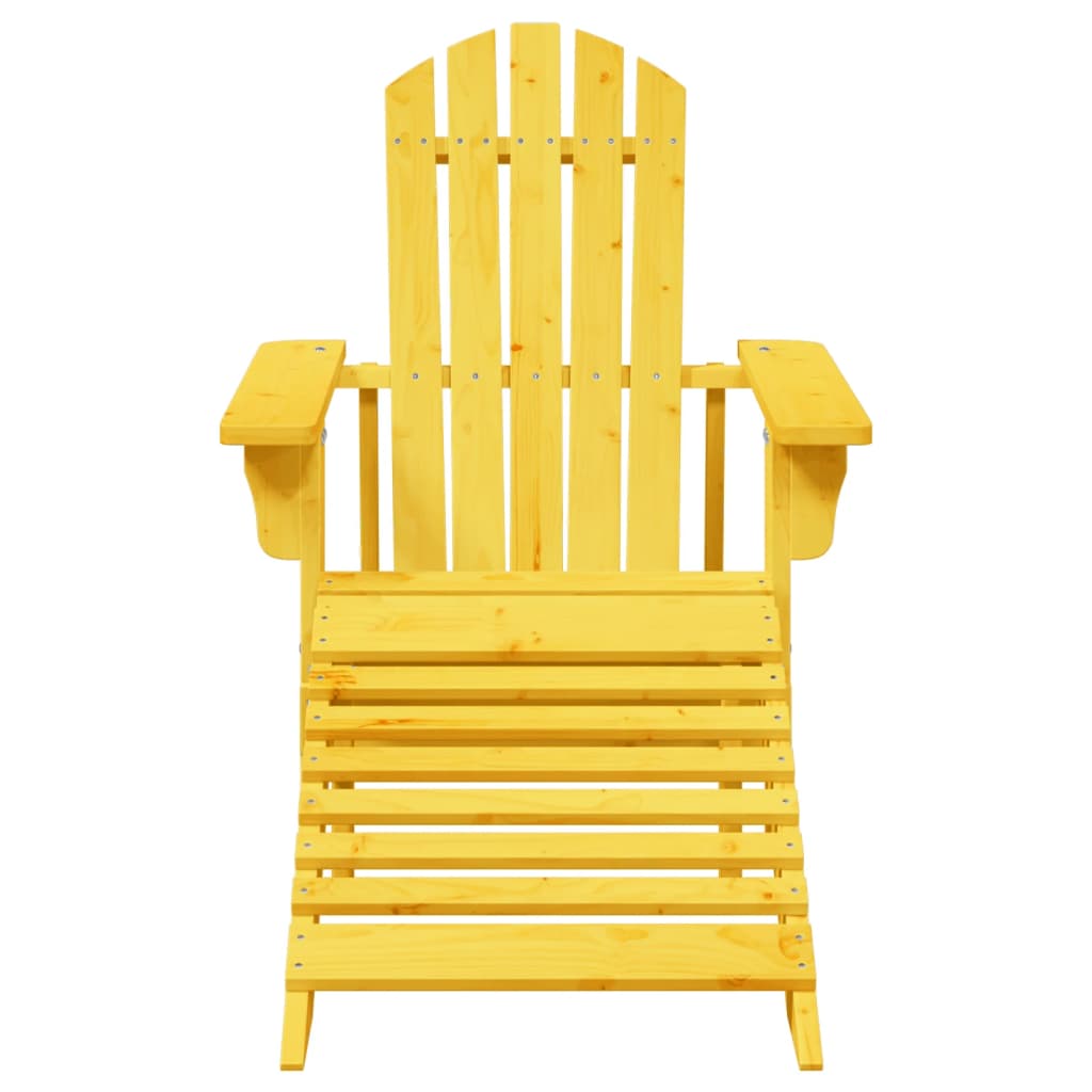 Yellow Solid Wood Fir Adirondack Chair with Ottoman - Cozy Comfort