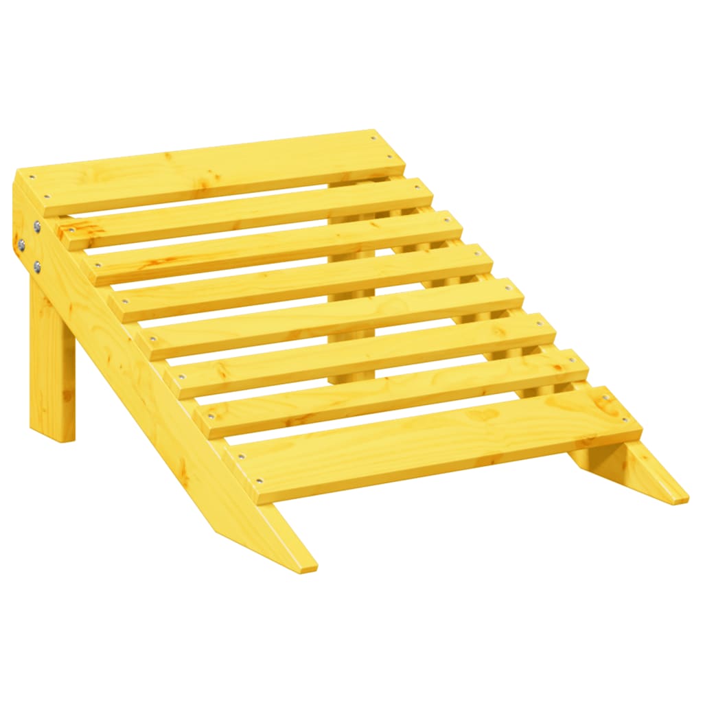 Yellow Solid Wood Fir Adirondack Chair with Ottoman - Cozy Comfort