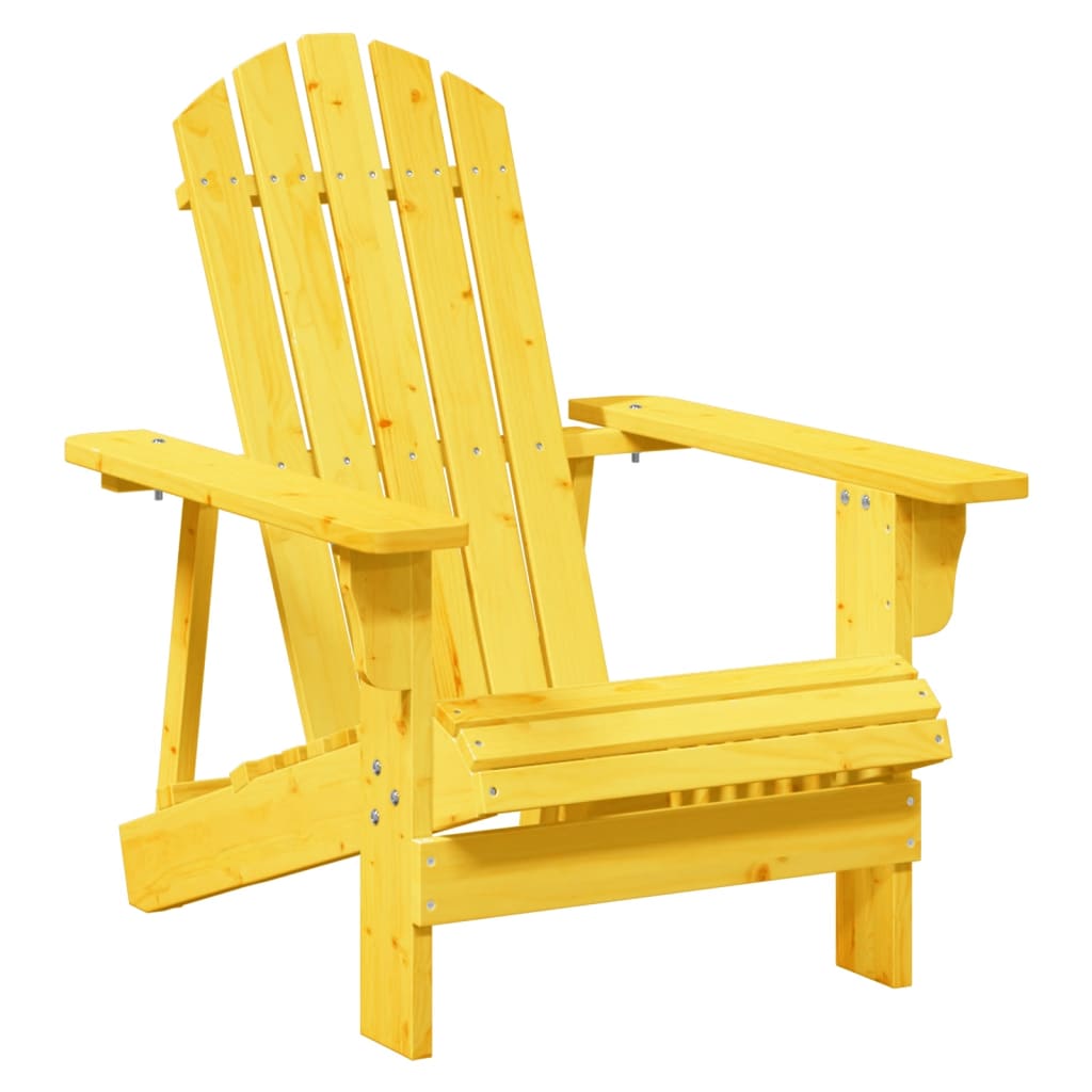 Yellow Solid Wood Fir Adirondack Chair with Ottoman - Cozy Comfort