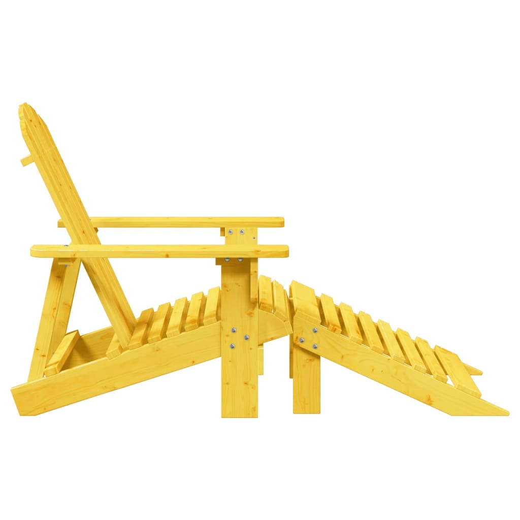 Yellow Solid Wood Fir Adirondack Chair with Ottoman - Cozy Comfort