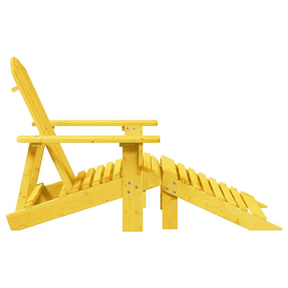 Yellow Solid Wood Fir Adirondack Chair with Ottoman - Cozy Comfort