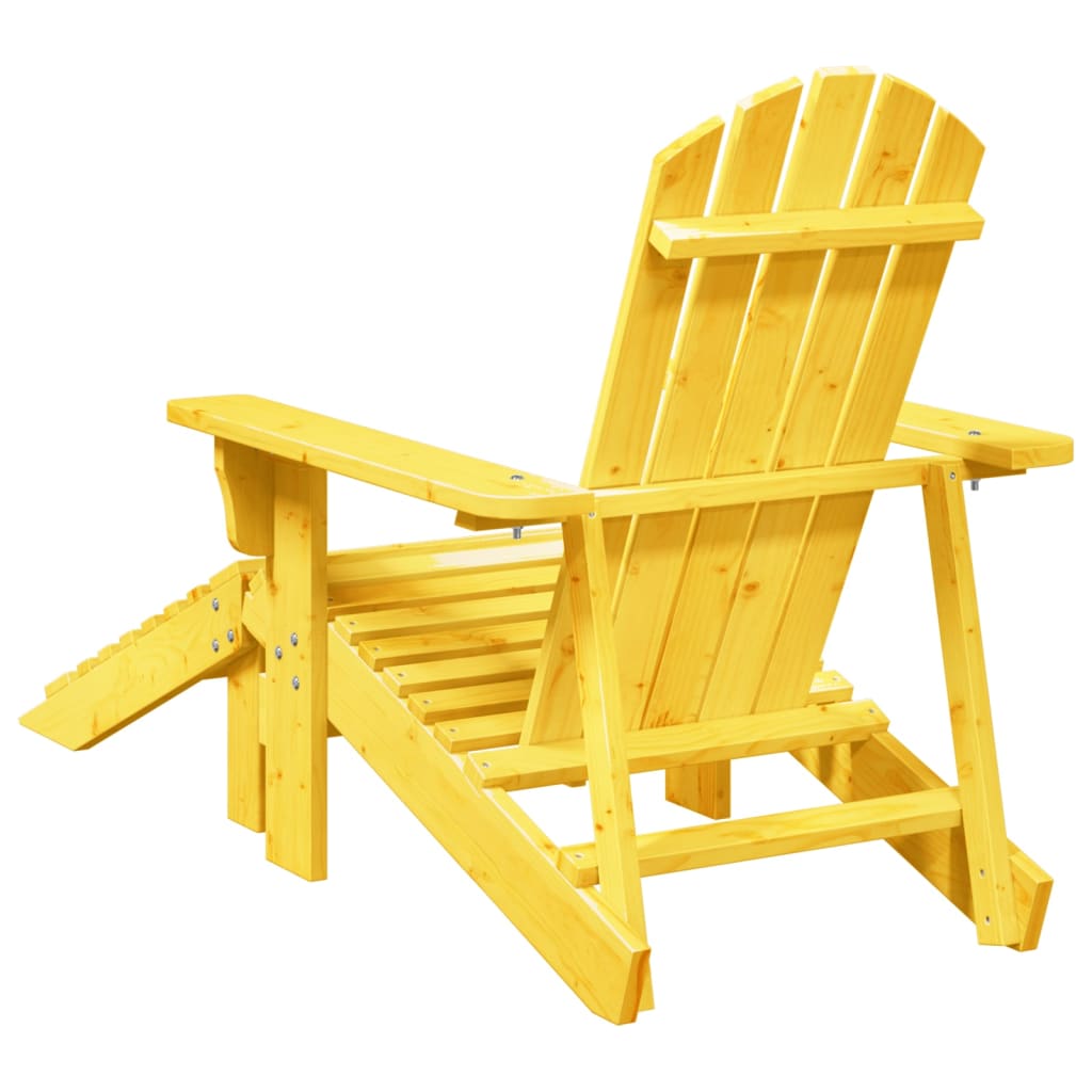 Yellow Solid Wood Fir Adirondack Chair with Ottoman - Cozy Comfort
