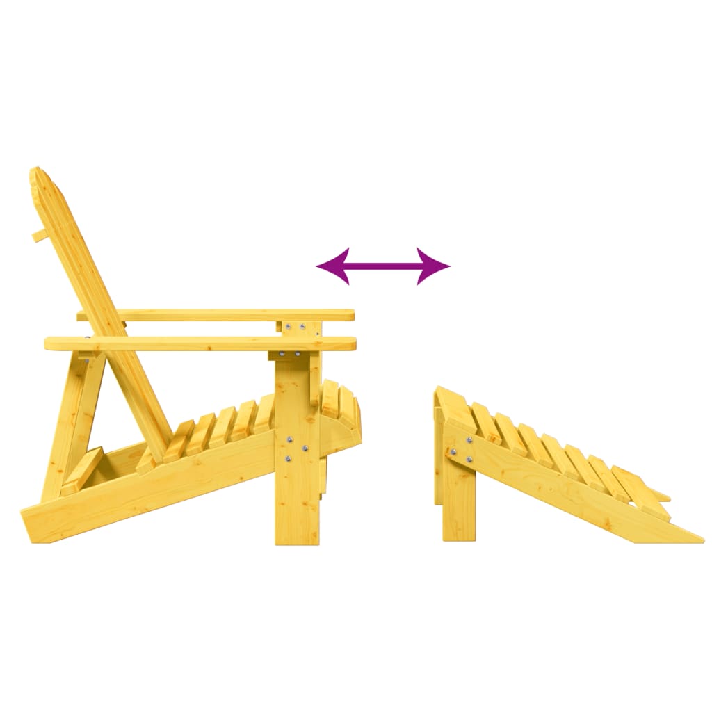 Yellow Solid Wood Fir Adirondack Chair with Ottoman - Cozy Comfort