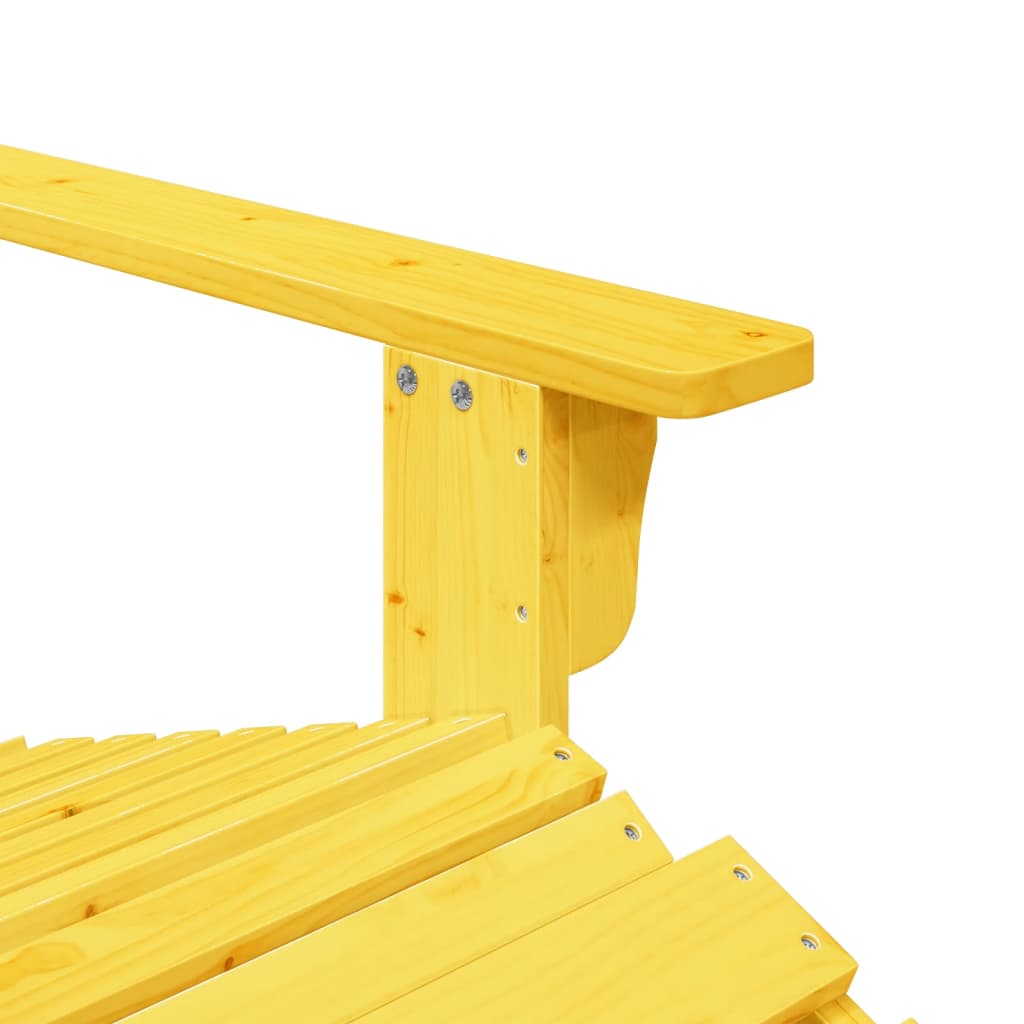 Yellow Solid Wood Fir Adirondack Chair with Ottoman - Cozy Comfort