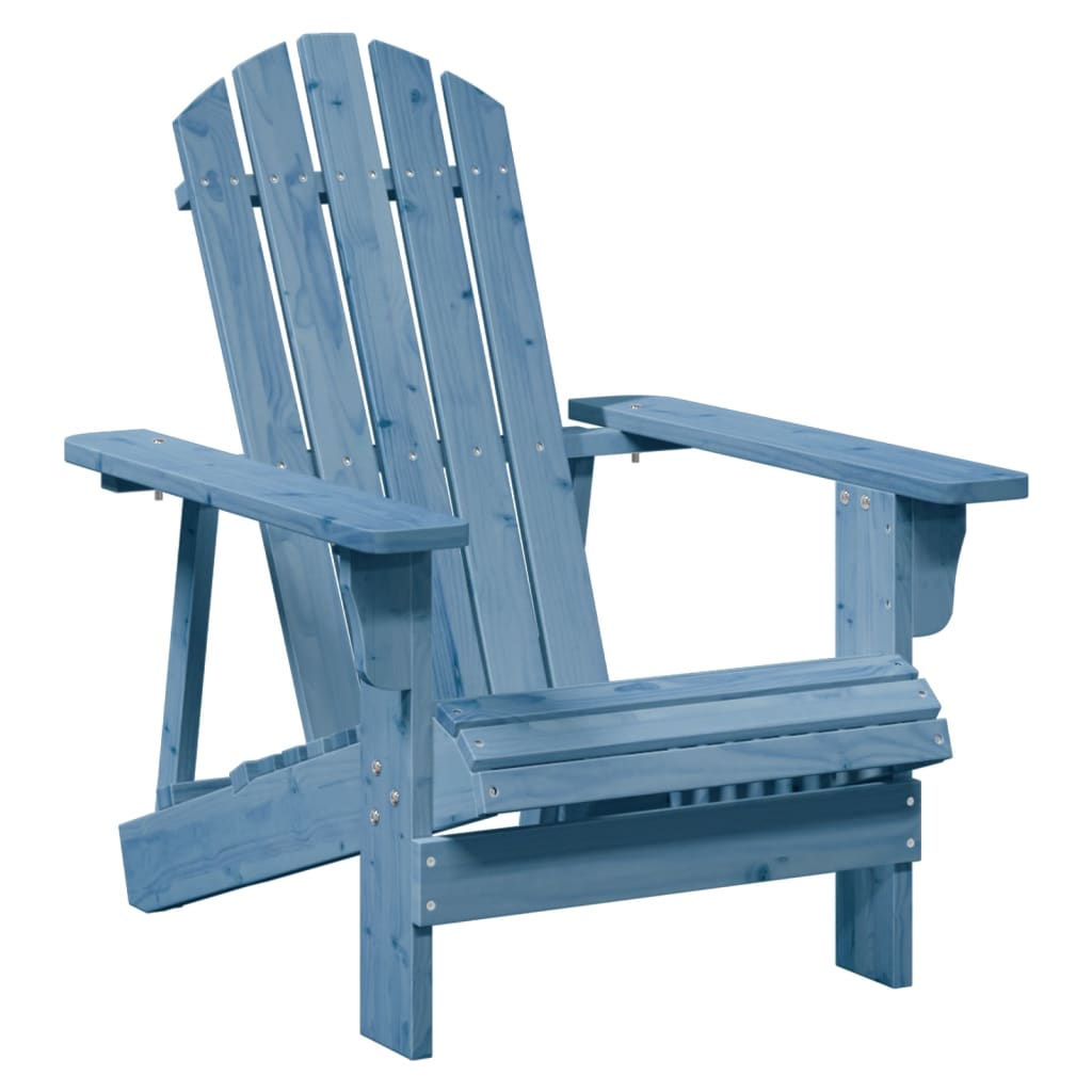 Blue Solid Wood Adirondack Chair with Ottoman - Fir Material