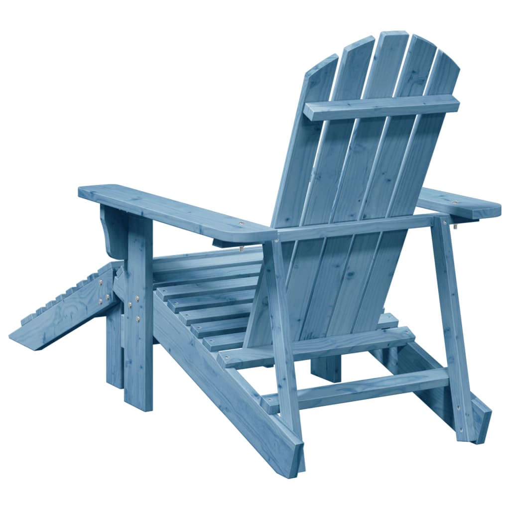 Blue Solid Wood Adirondack Chair with Ottoman - Fir Material
