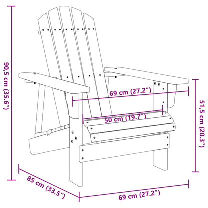 Grey Adirondack Chair, Solid Fir Wood, 69x85x90.5 cm - Stylish & Durable