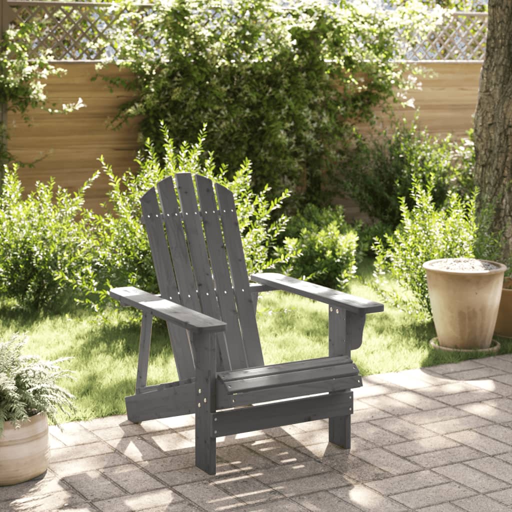 Grey Adirondack Chair, Solid Fir Wood, 69x85x90.5 cm - Stylish & Durable