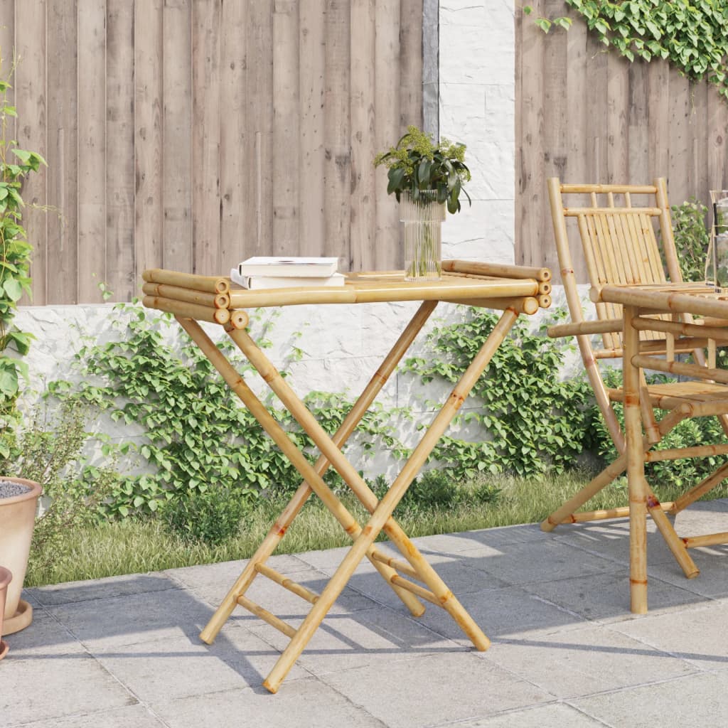 Bamboo Folding Tray Table 70.5x42.5x80 cm - Natural Finish