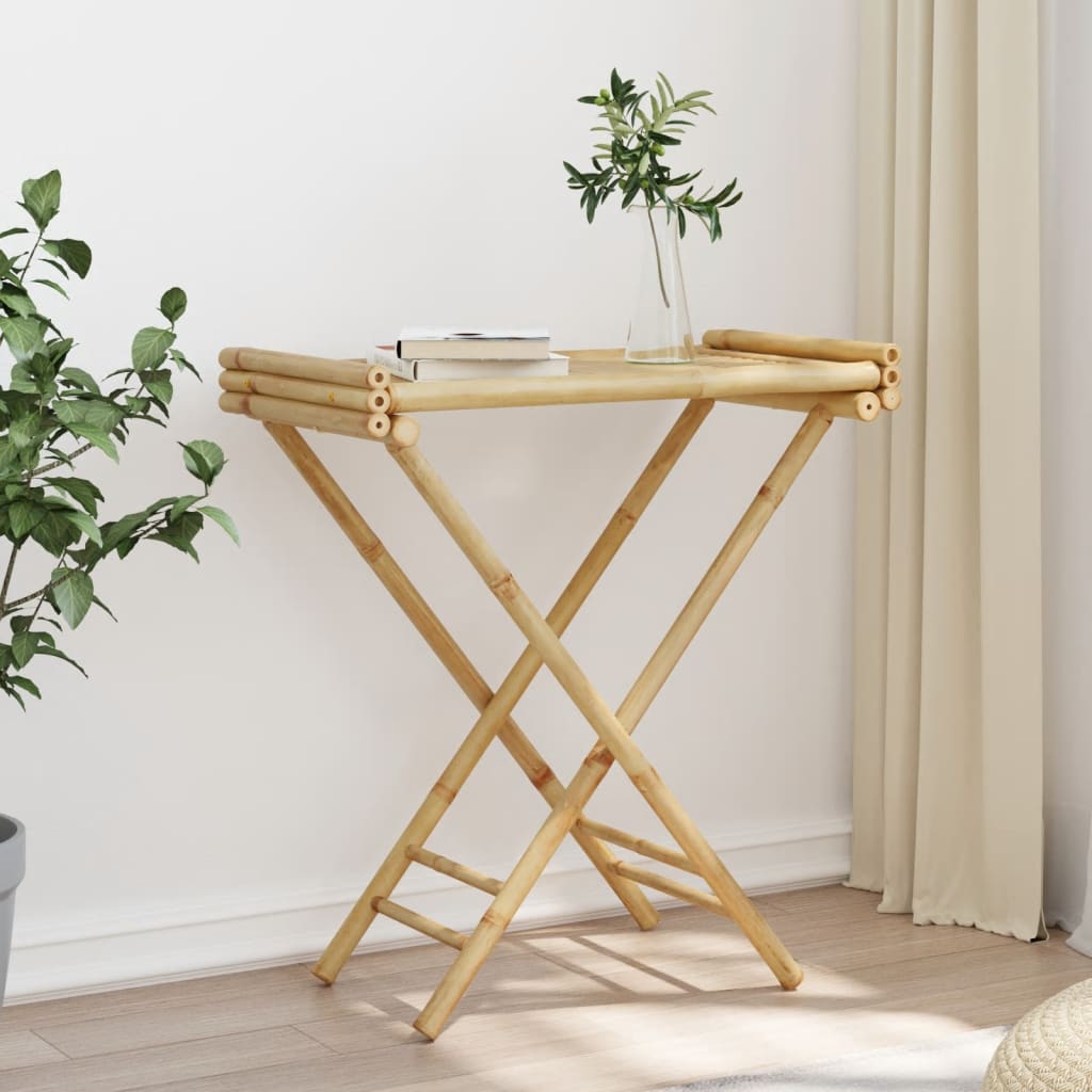 Bamboo Folding Tray Table 70.5x42.5x80 cm - Natural Finish