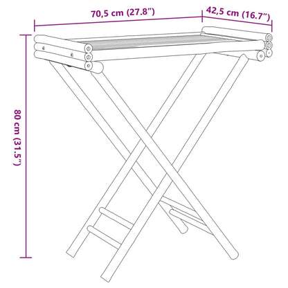 Bamboo Folding Tray Table 70.5x42.5x80 cm - Natural Finish