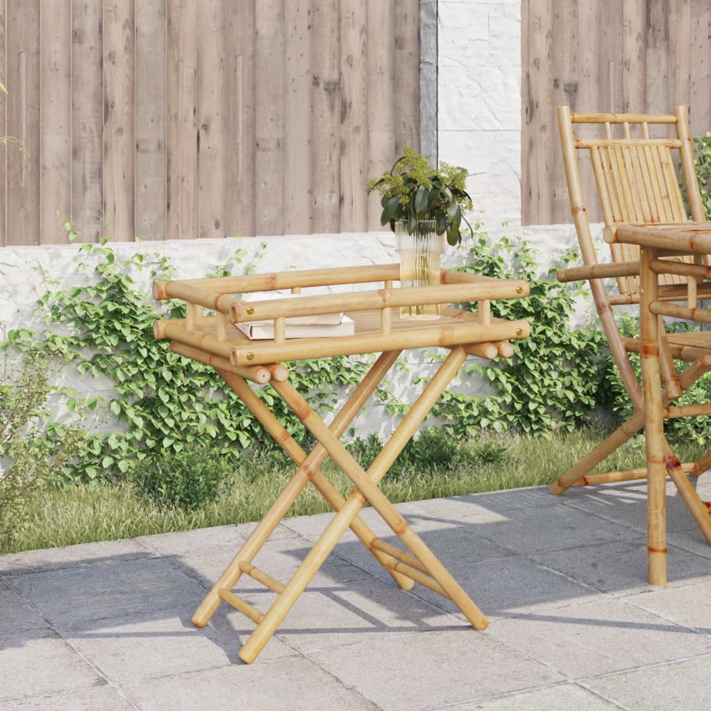 Bamboo Folding Tray Table 60x40x68 cm - Stylish & Eco-Friendly