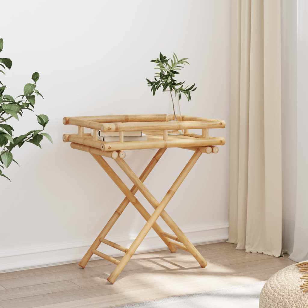 Bamboo Folding Tray Table 60x40x68 cm - Stylish & Eco-Friendly