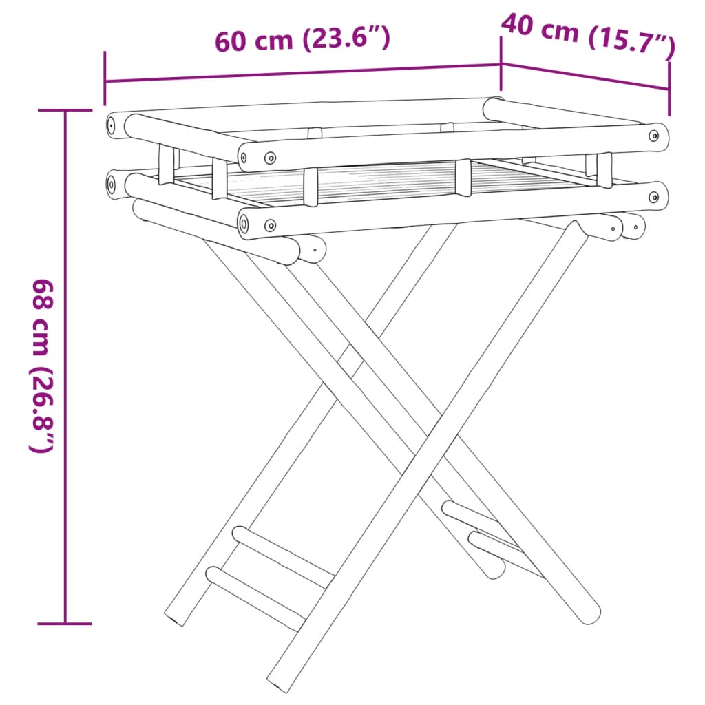 Bamboo Folding Tray Table 60x40x68 cm - Stylish & Eco-Friendly