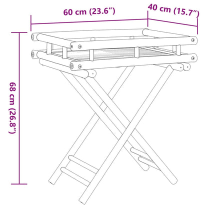 Bamboo Folding Tray Table 60x40x68 cm - Stylish & Eco-Friendly