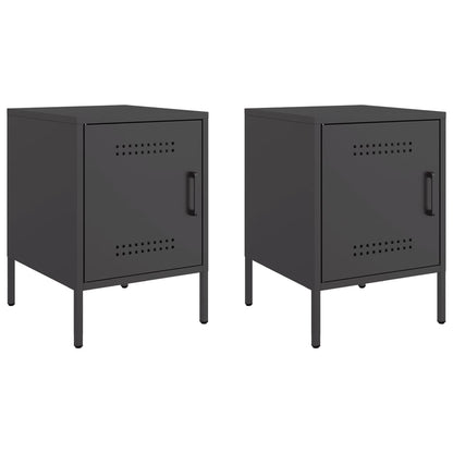 Set of 2 Black Steel Bedside Cabinets 36x39x50.5 cm