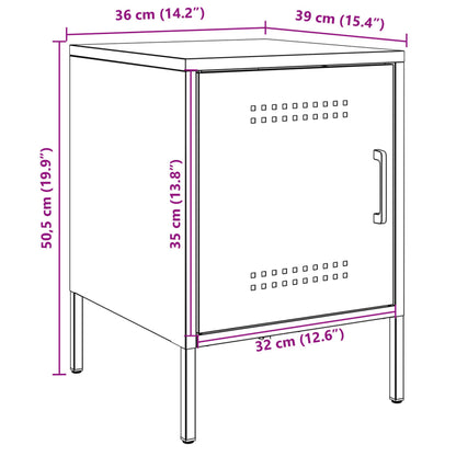 Set of 2 Black Steel Bedside Cabinets 36x39x50.5 cm