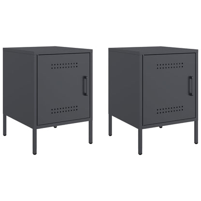 Anthracite Steel Bedside Cabinets 2 pcs - 36x39x50.5 cm