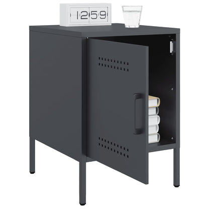 Anthracite Steel Bedside Cabinets 2 pcs - 36x39x50.5 cm