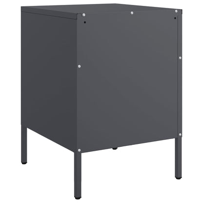 Anthracite Steel Bedside Cabinets 2 pcs - 36x39x50.5 cm
