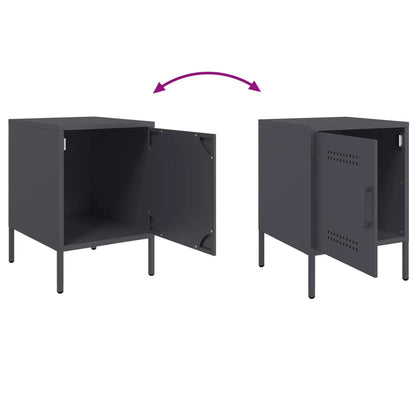 Anthracite Steel Bedside Cabinets 2 pcs - 36x39x50.5 cm