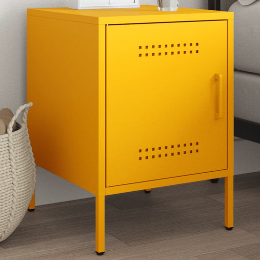 Mustard Yellow Steel Bedside Cabinet 36x39x50.5 cm