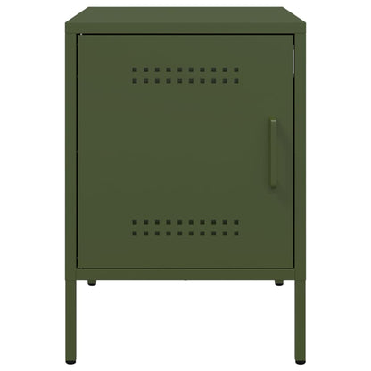 Olive Green Steel Bedside Cabinet - 36x39x50.5 cm