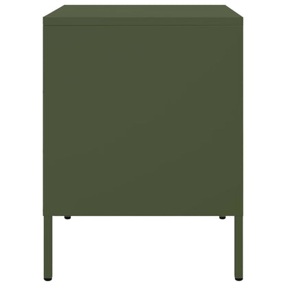 Olive Green Steel Bedside Cabinet - 36x39x50.5 cm