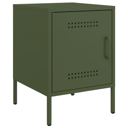 Olive Green Steel Bedside Cabinets - Set of 2, 36x39x50.5 cm