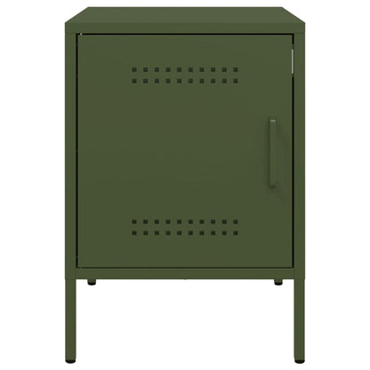 Olive Green Steel Bedside Cabinets - Set of 2, 36x39x50.5 cm