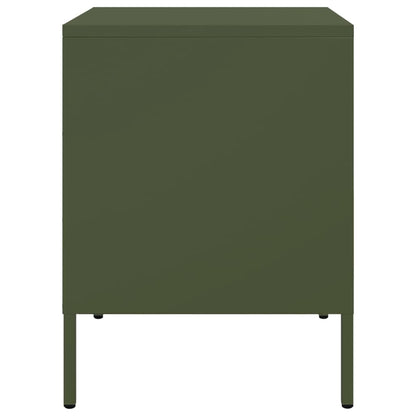 Olive Green Steel Bedside Cabinets - Set of 2, 36x39x50.5 cm