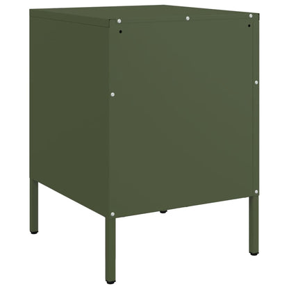 Olive Green Steel Bedside Cabinets - Set of 2, 36x39x50.5 cm