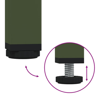 Olive Green Steel Bedside Cabinets - Set of 2, 36x39x50.5 cm