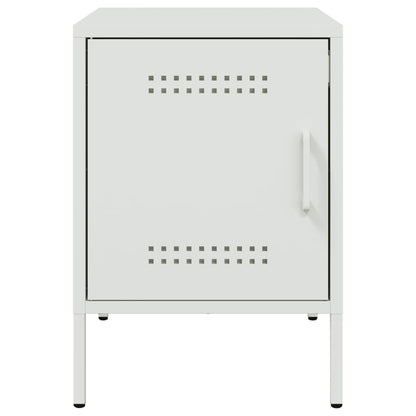 Sleek White Steel Bedside Cabinet 36x39x50.5 cm