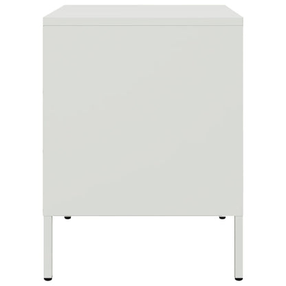 Sleek White Steel Bedside Cabinet 36x39x50.5 cm
