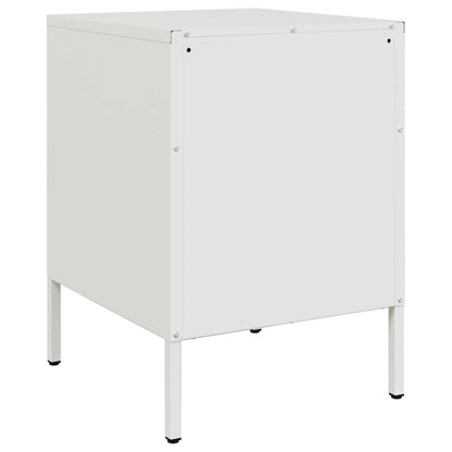 Sleek White Steel Bedside Cabinet 36x39x50.5 cm