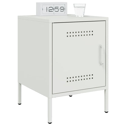 Sleek White Steel Bedside Cabinets Set of 2 - 36x39x50.5 cm