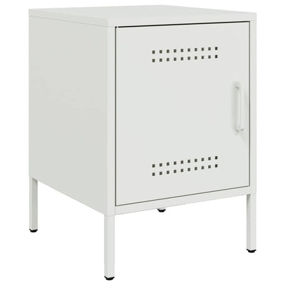 Sleek White Steel Bedside Cabinets Set of 2 - 36x39x50.5 cm