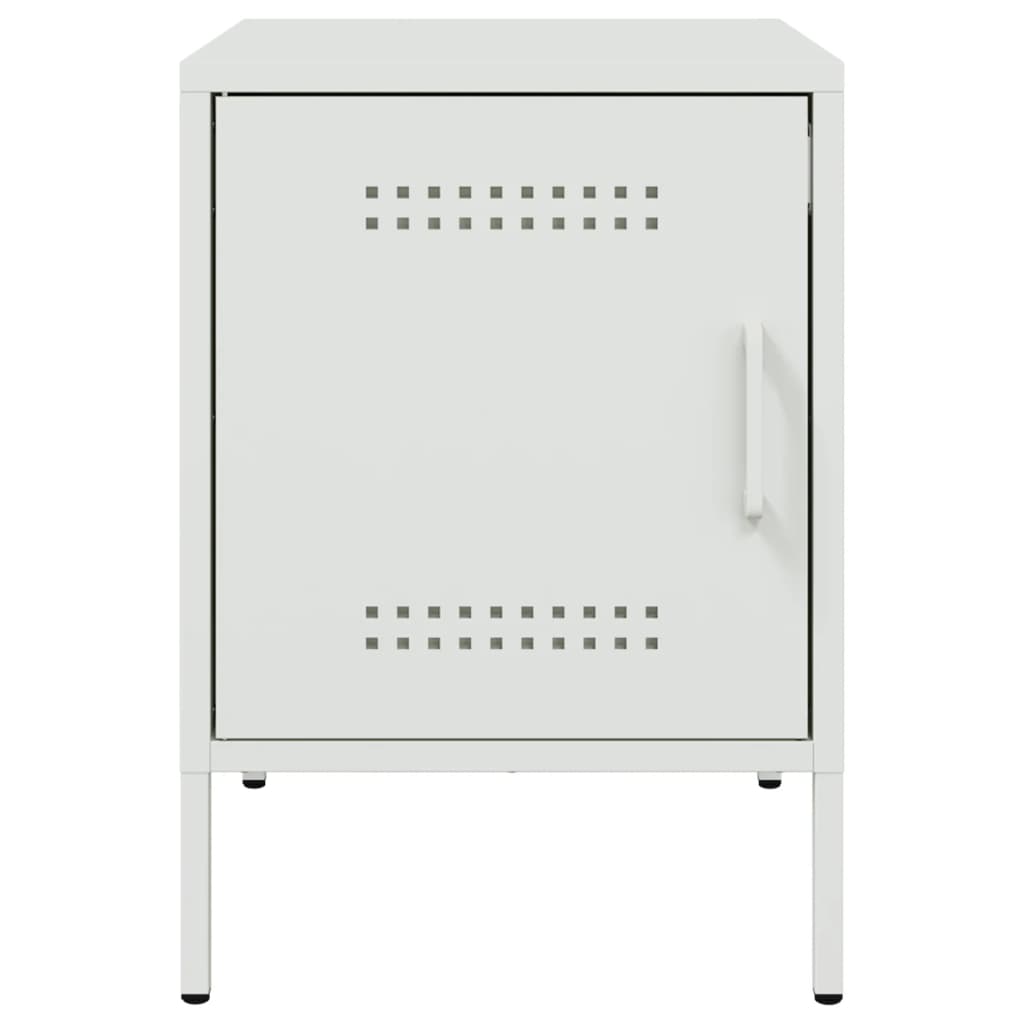 Sleek White Steel Bedside Cabinets Set of 2 - 36x39x50.5 cm