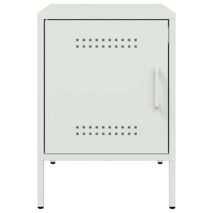 Sleek White Steel Bedside Cabinets Set of 2 - 36x39x50.5 cm