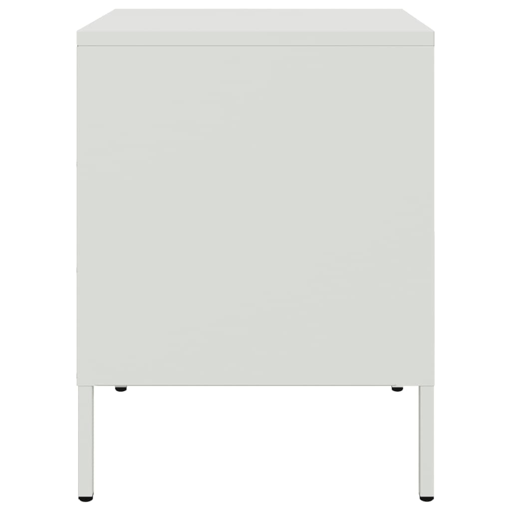 Sleek White Steel Bedside Cabinets Set of 2 - 36x39x50.5 cm