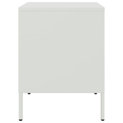 Sleek White Steel Bedside Cabinets Set of 2 - 36x39x50.5 cm