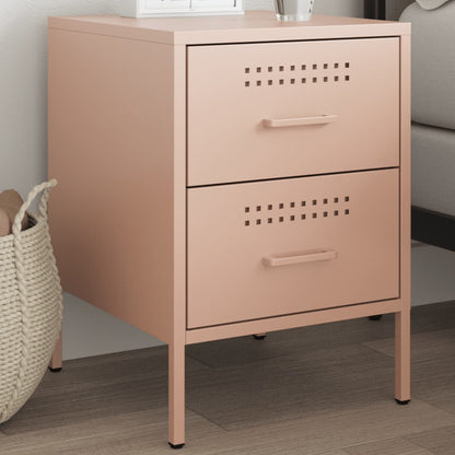 Pink Steel Bedside Cabinet - 36x39x50.5 cm - Durable & Stylish