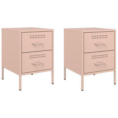 Pink Steel Bedside Cabinets Set of 2 - 36x39x50.5 cm