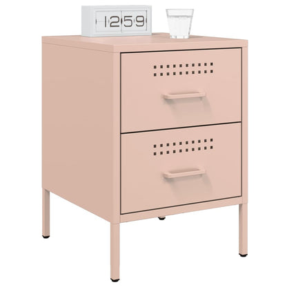 Pink Steel Bedside Cabinets Set of 2 - 36x39x50.5 cm